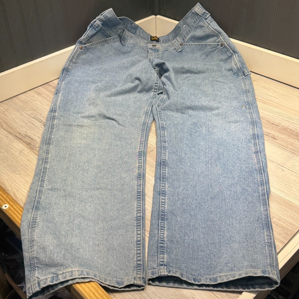 LEE Loose Fit Carpenter Jeans Men's Sz 40"W X 32"L Baggy Light Blue Straight Leg